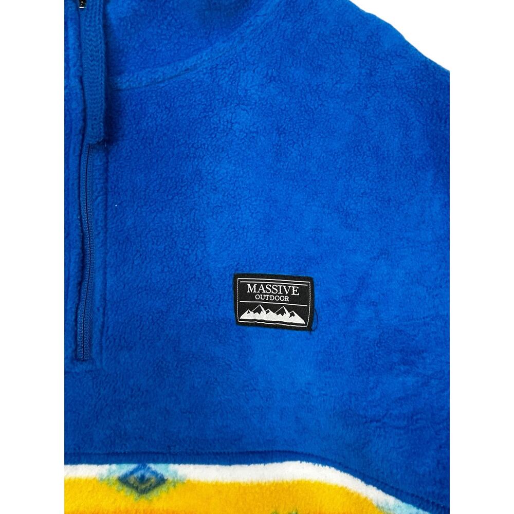 Massive Outdoor XL Aztec Southwestern Fleece Hooded Pullover Blue Multicolor - Picture 7 of 11